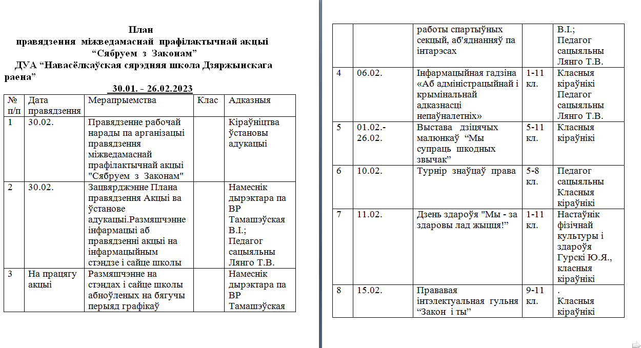 Ідэалагічная работа - ГУО «Новоселковская средняя школа Дзержинского